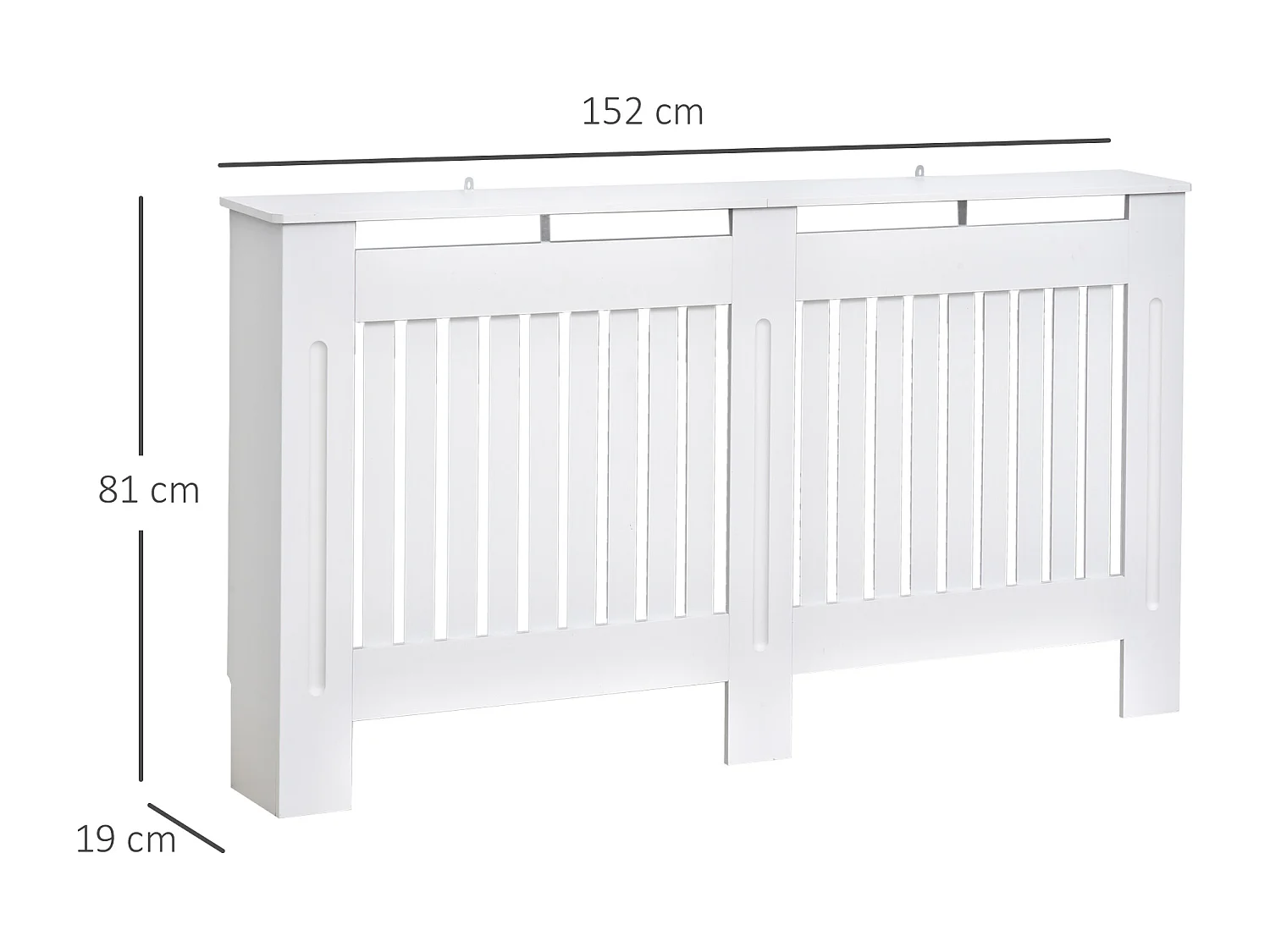 Copritermosifone a doghe in mdf 152x19x81 cm bianco