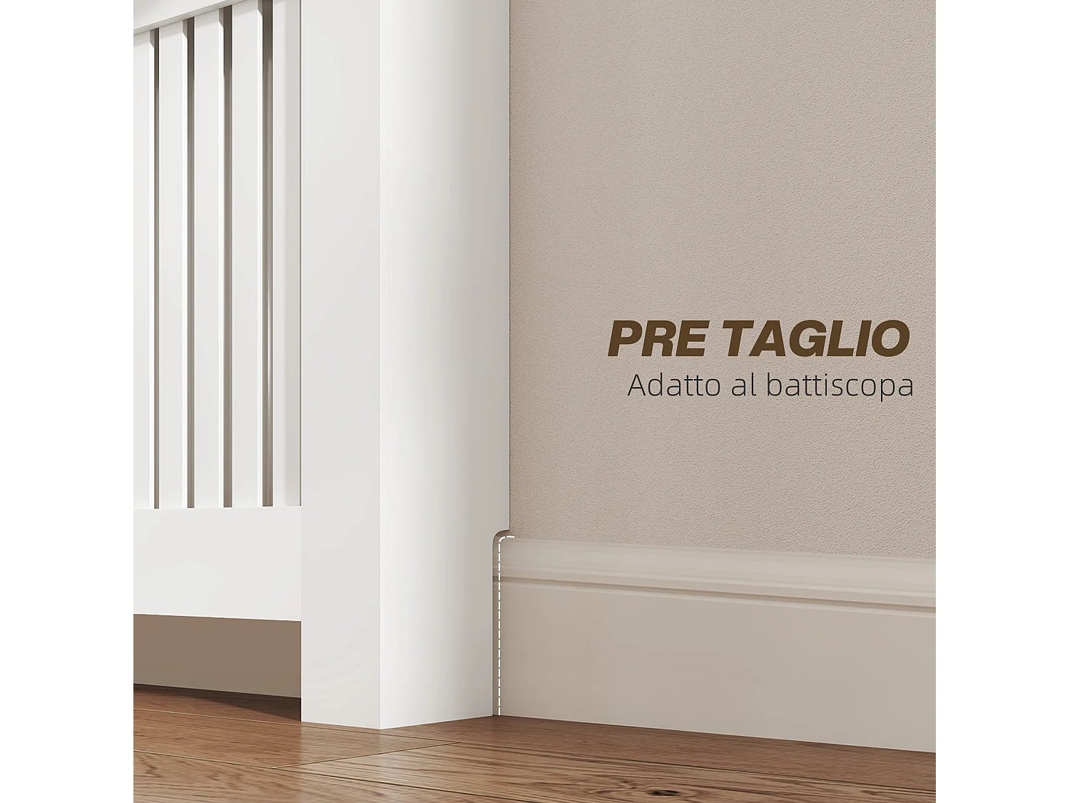 Copritermosifone a doghe antiribaltamento con cassetto in legno bianco