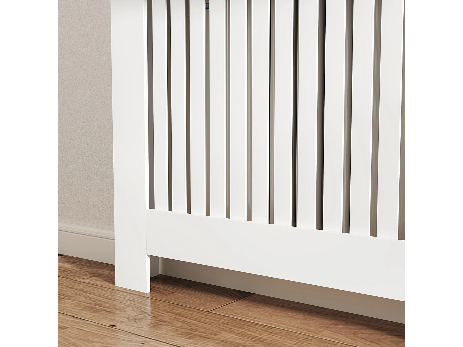 Copritermosifone a doghe antiribaltamento con cassetto in legno bianco