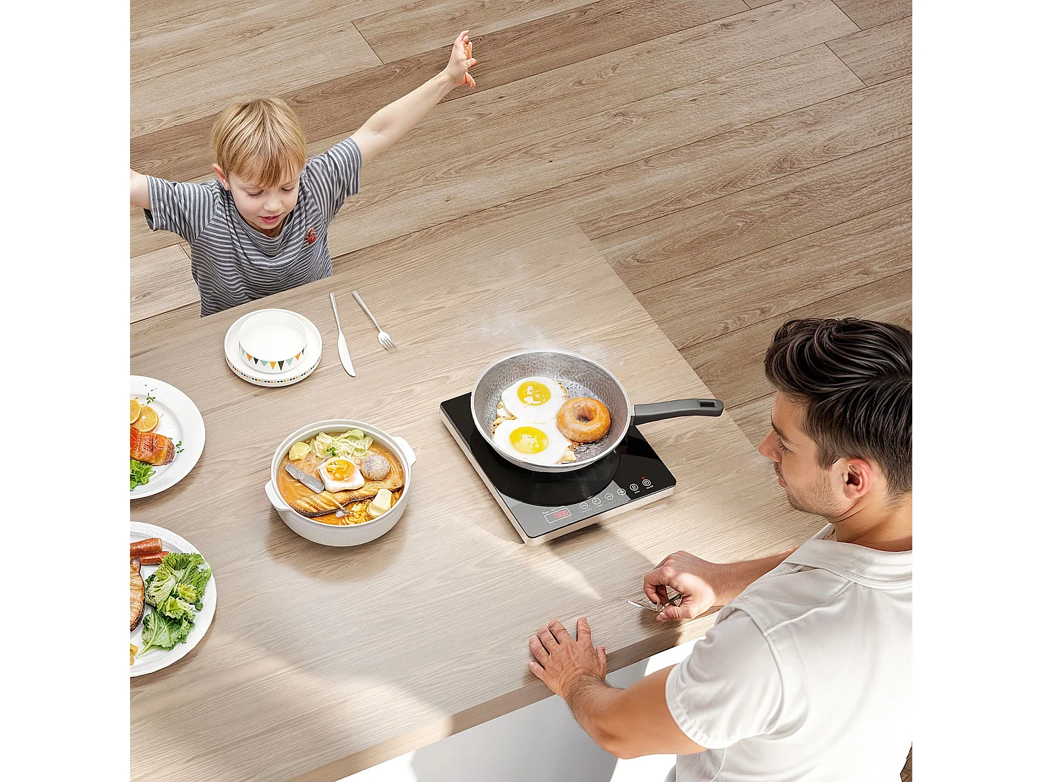 Piastra a induzione a potenza e temperatura regolabile nera