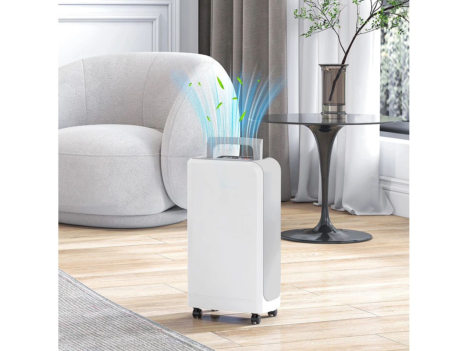 Deumidificatore portatile 12l con tubo di scarico timer in abs bianco