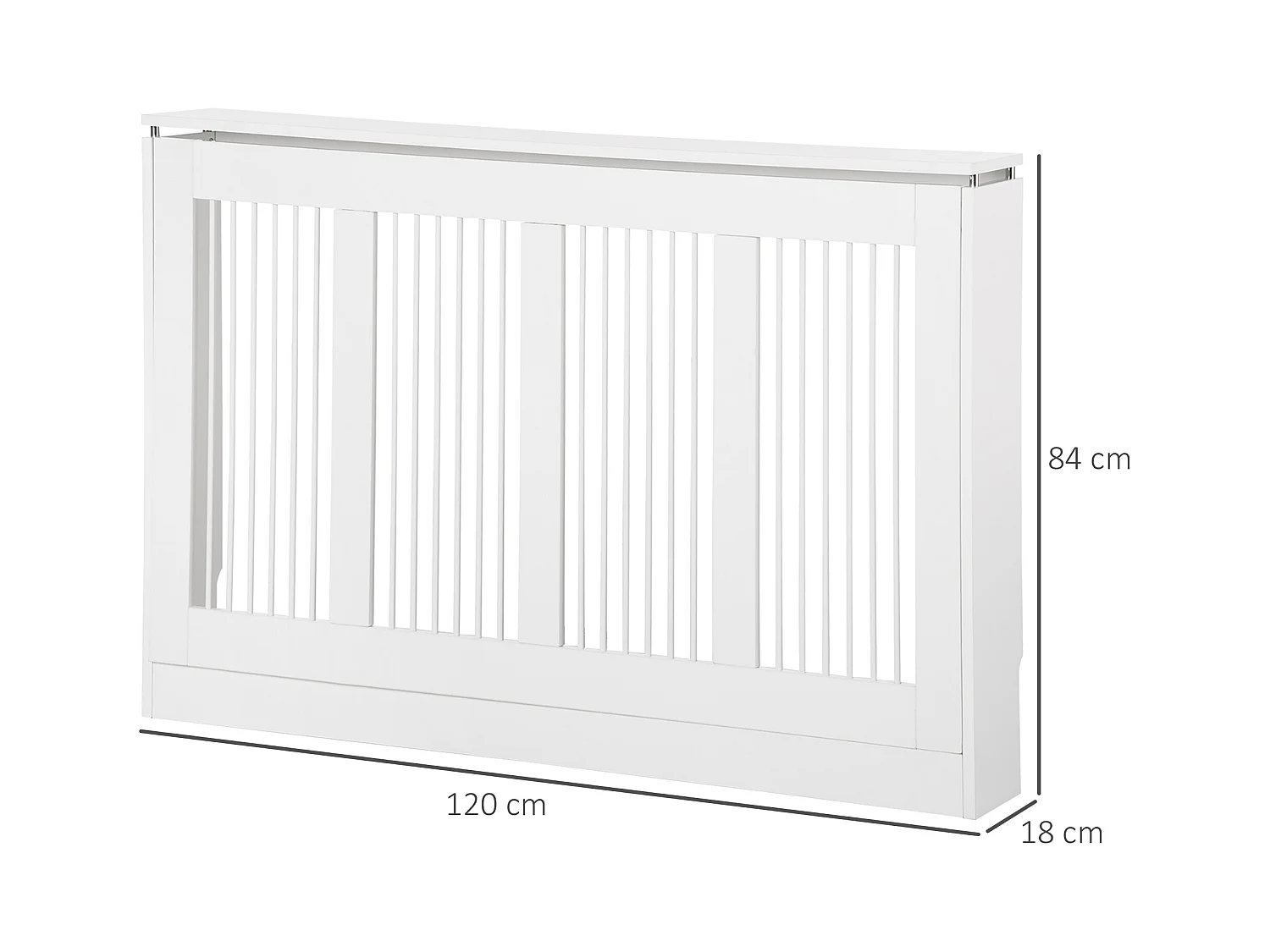 Copritermosifone a doghe per la casa in mdf e acciaio bianco