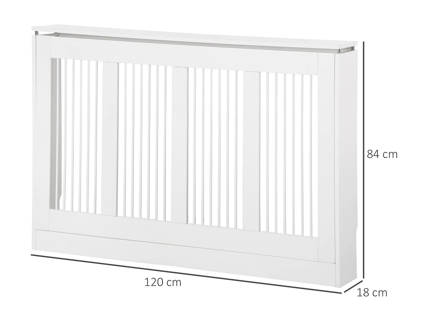 Copritermosifone a doghe per la casa in mdf e acciaio bianco