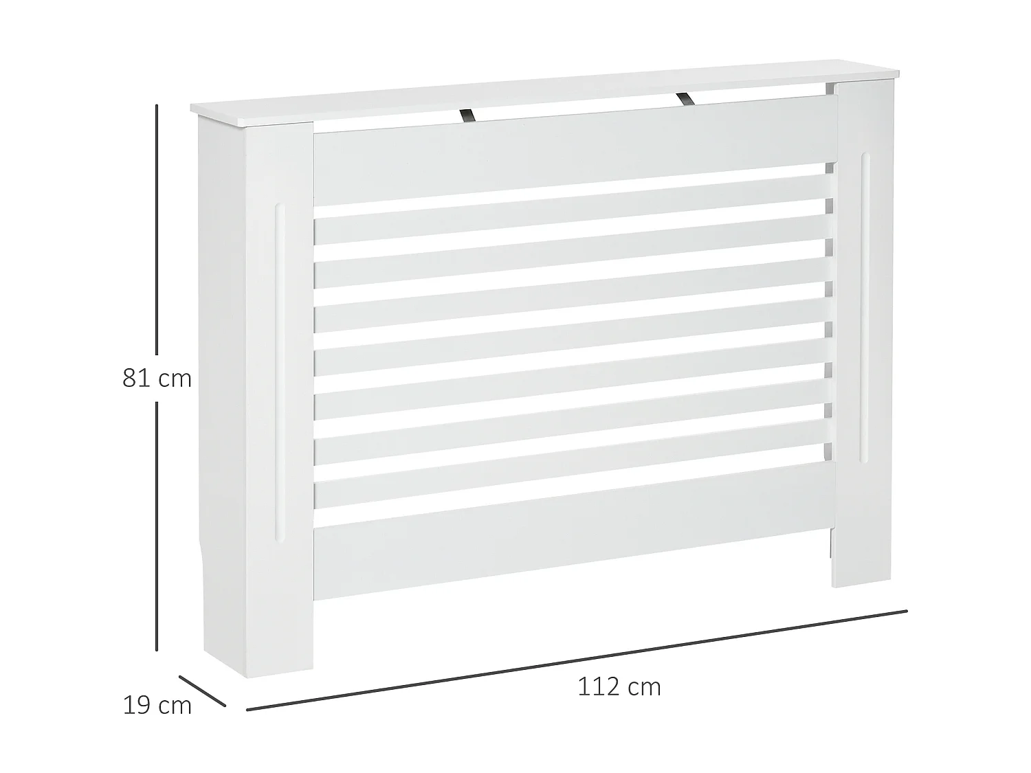 Copritermosifone in legno bianco con struttura a doghe 112x19x81 cm