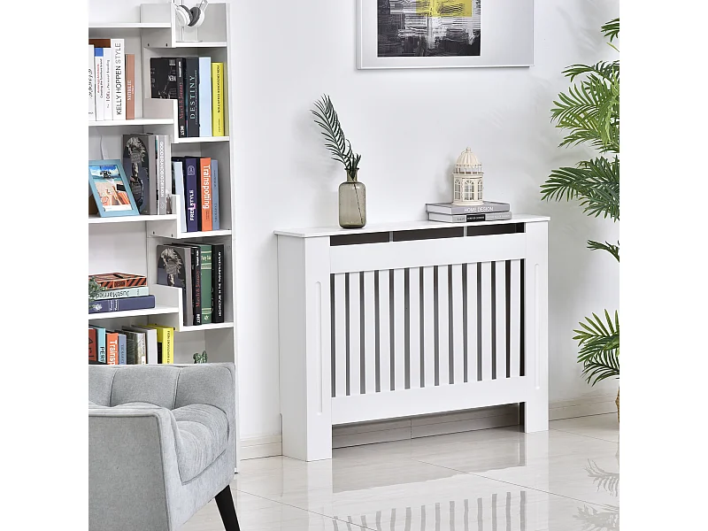 Copritermosifone a doghe in mdf per casa e ufficio bianco