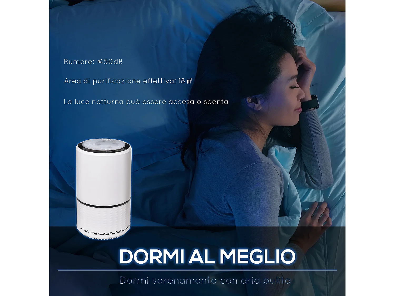 Purificatore d'Aria con filtro HEPA carbone attivo 3 velocità