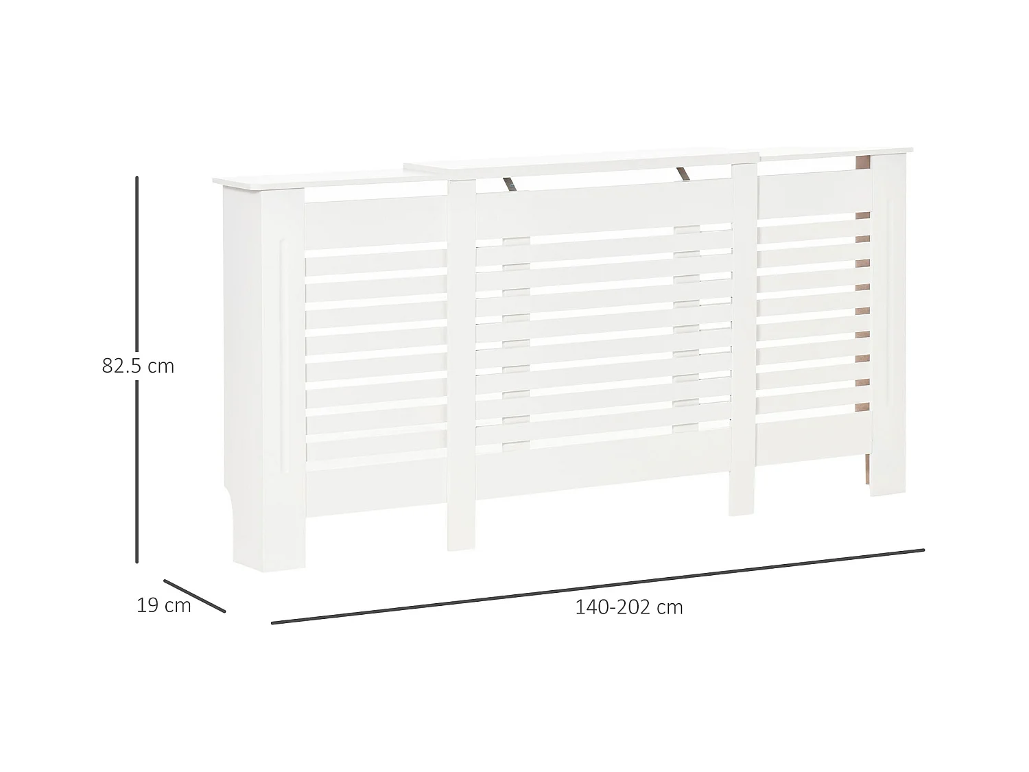 Copricalorifero larghezza regolabile e mensola in mdf e legno