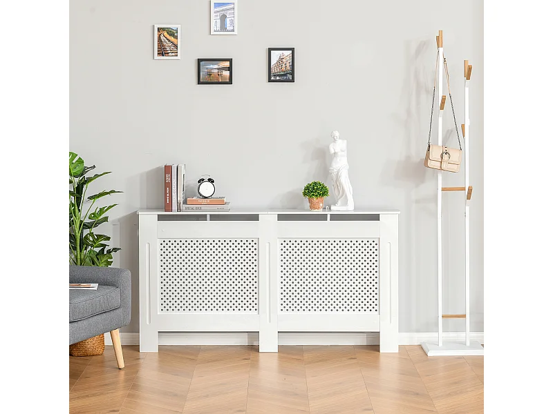 Copritermosifone moderno in legno verniciato bianco