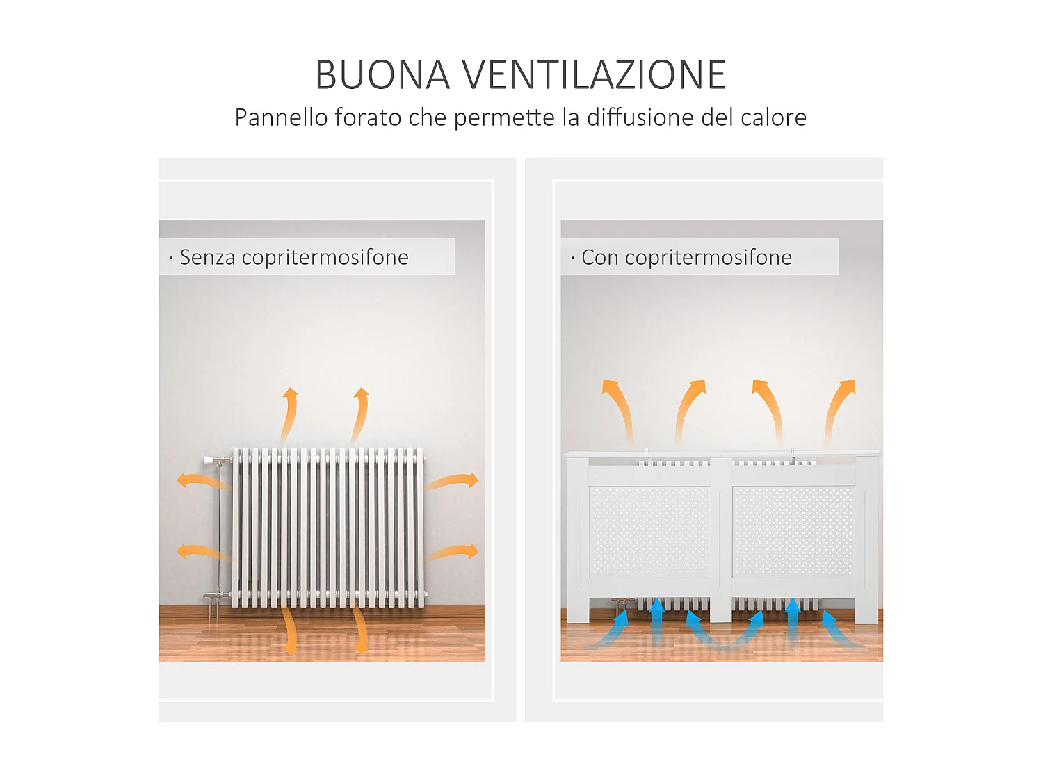 Copritermosifone moderno in legno verniciato bianco