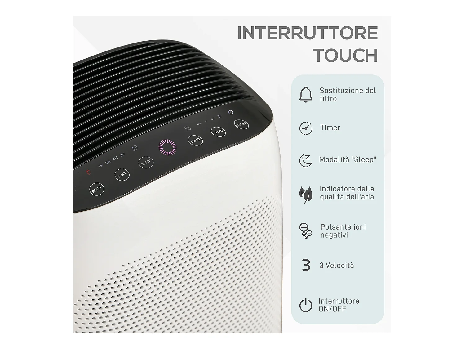 Purificatore d'Aria filtro triplo strato 3 velocità e timer