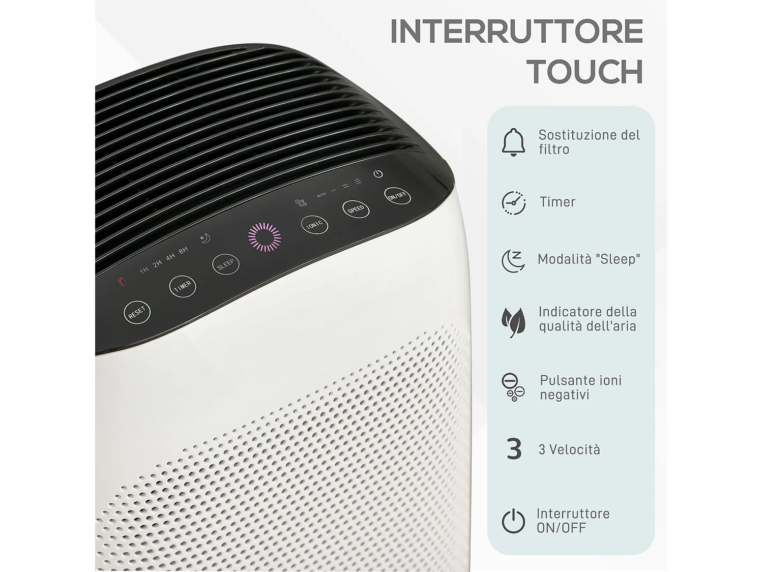 Purificatore d'Aria filtro triplo strato 3 velocità e timer