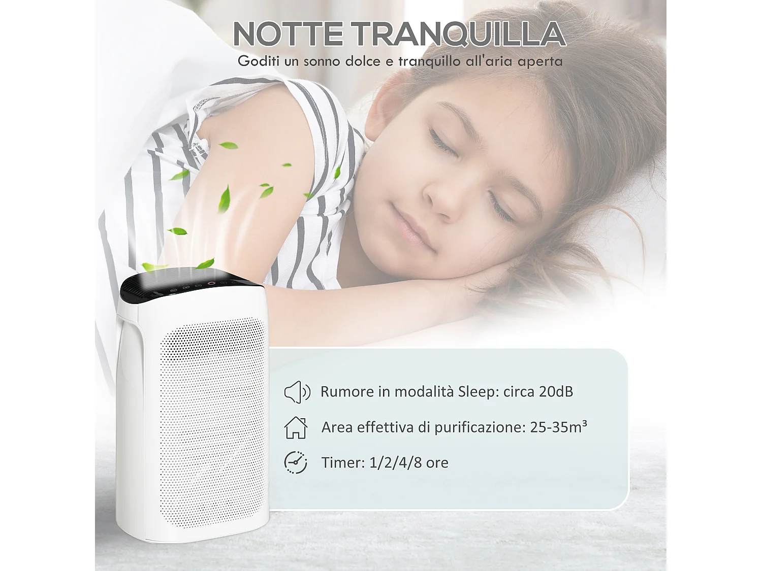 Purificatore d'Aria filtro triplo strato 3 velocità e timer