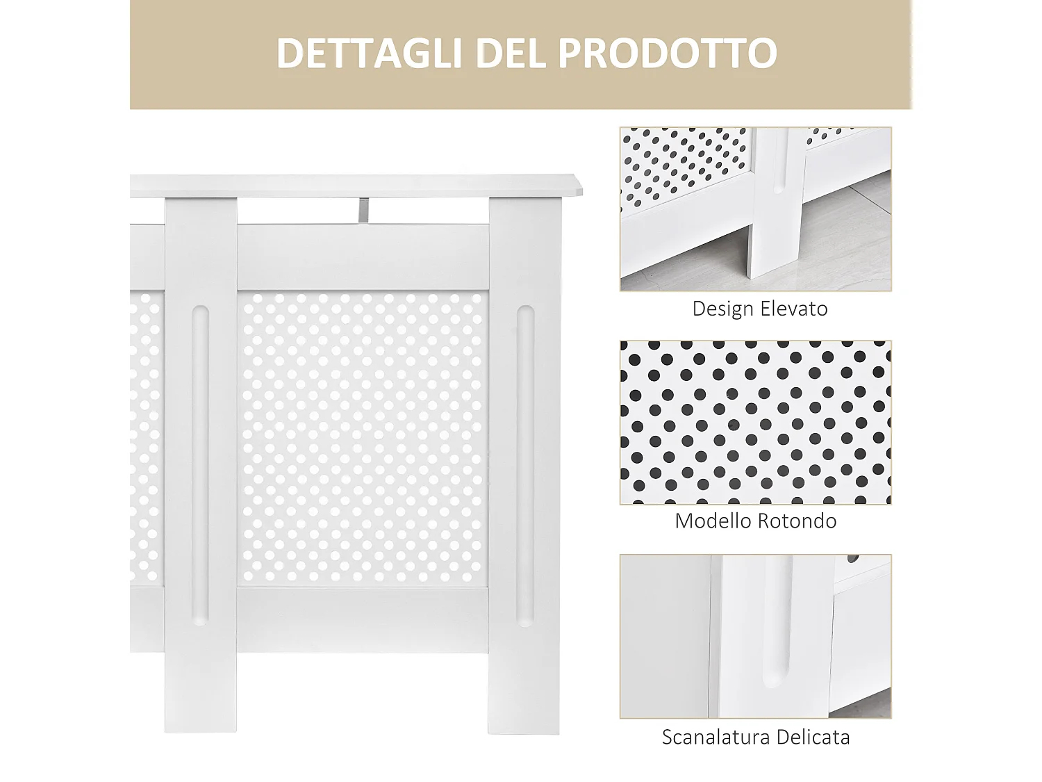 Copritermosifone a griglia in mdf 111.5x82x19 cm bianco