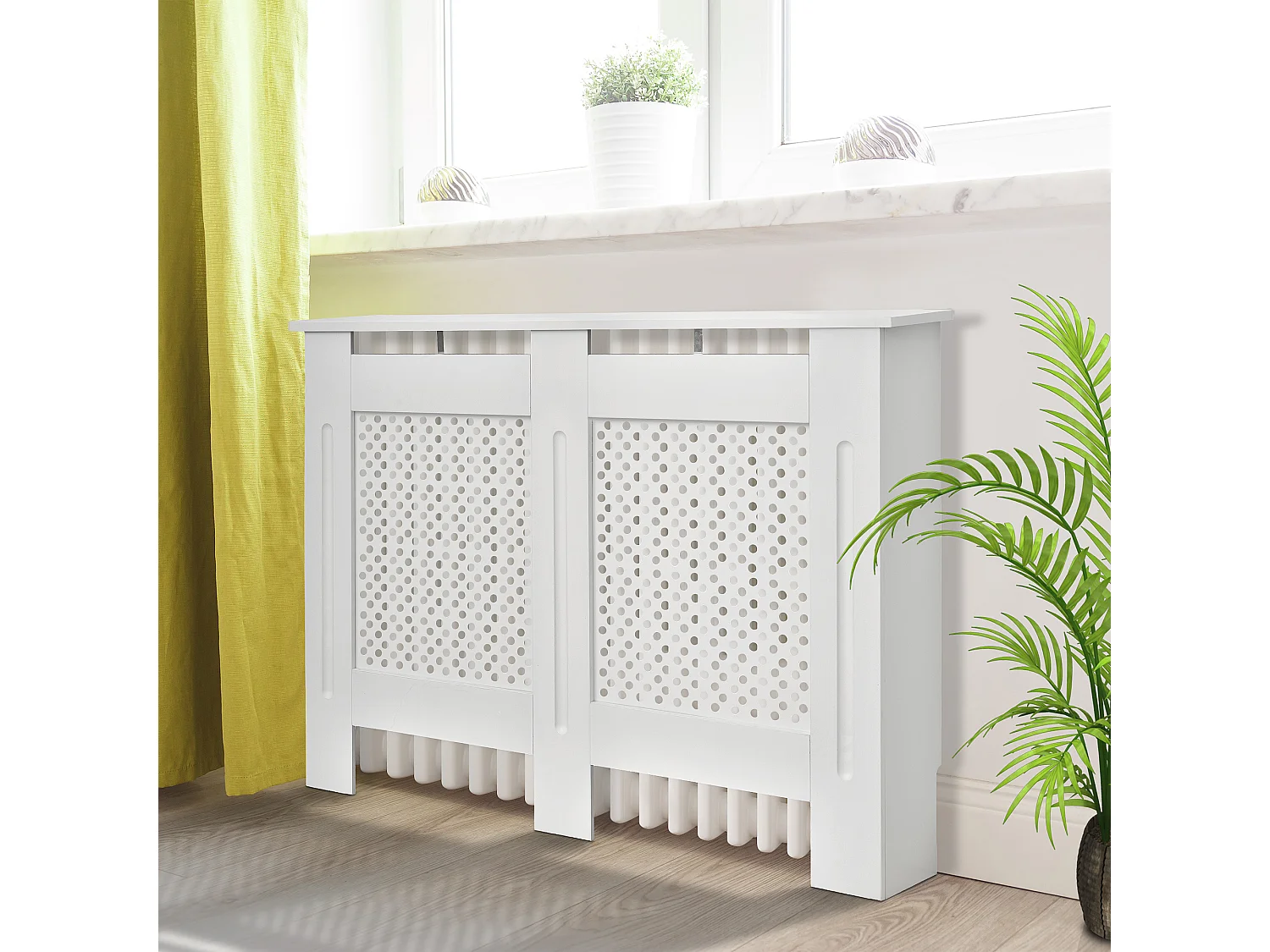 Copritermosifone a griglia in mdf 111.5x82x19 cm bianco