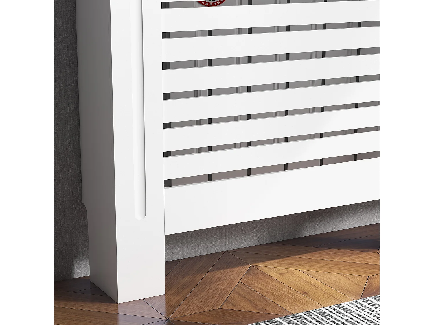 Copritermosifoni a doghe con ripiano in legno bianco 152x19x81 cm