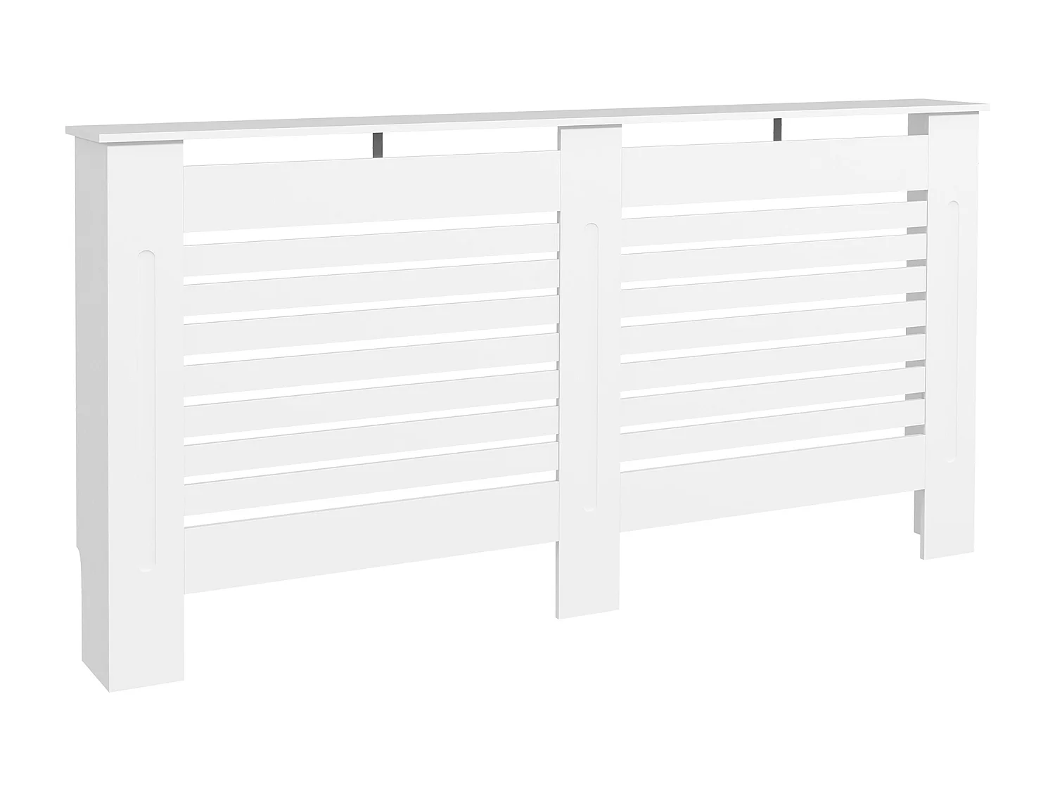 Copritermosifoni a doghe con ripiano in legno bianco 152x19x81 cm