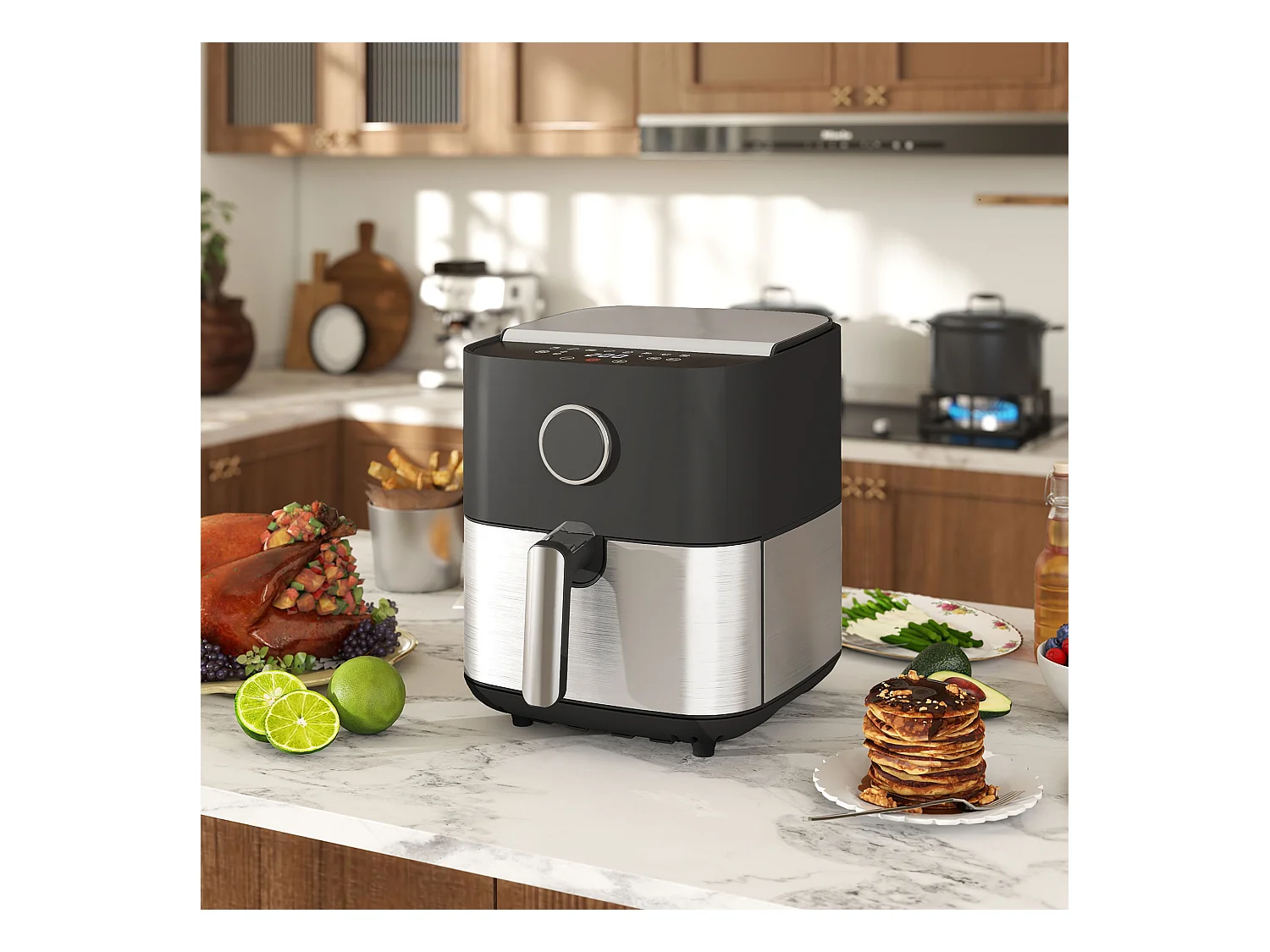 Friggitrice ad aria 8 litri con 8 programmi e display led nero