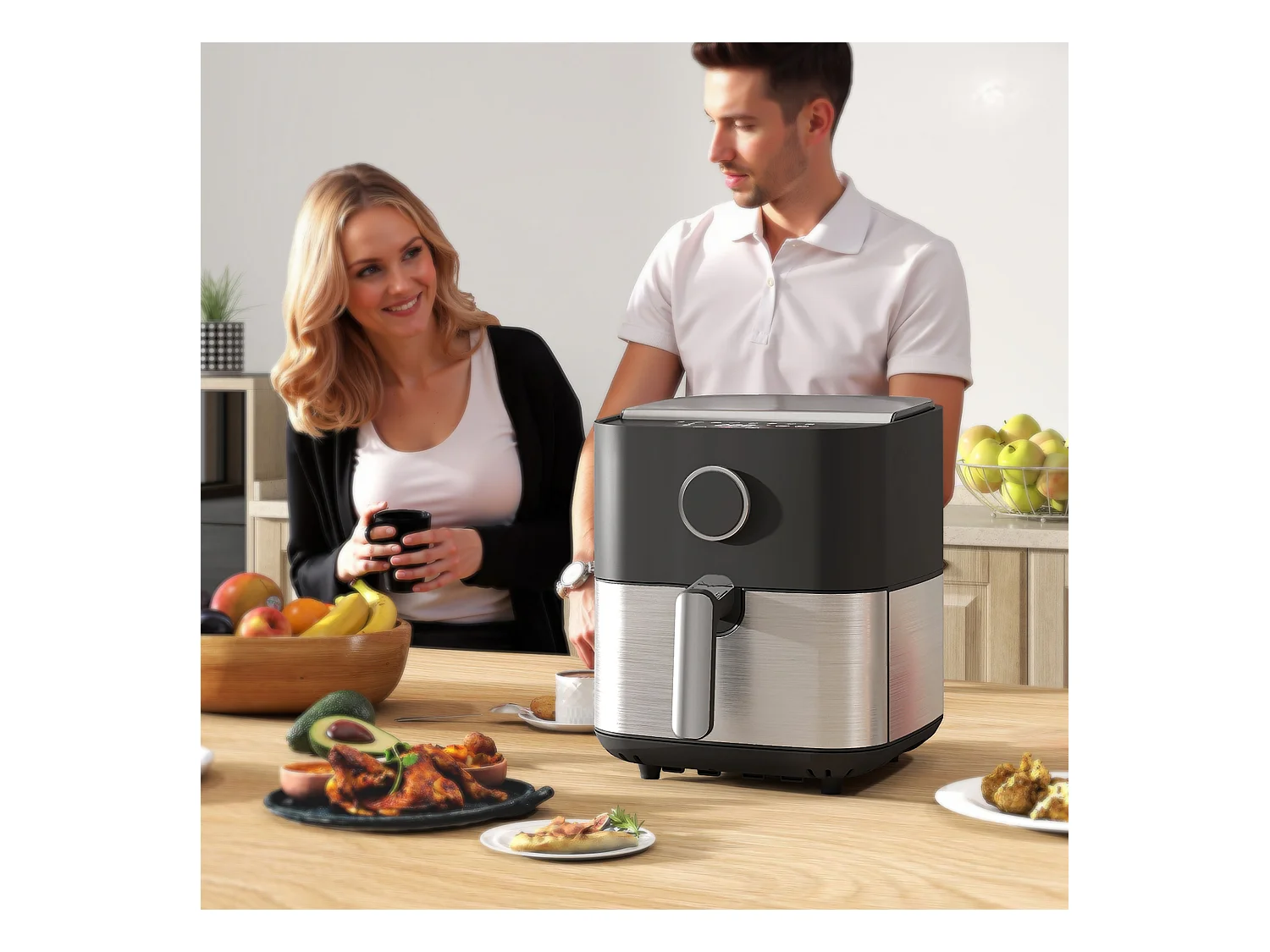 Friggitrice ad aria 8 litri con 8 programmi e display led nero