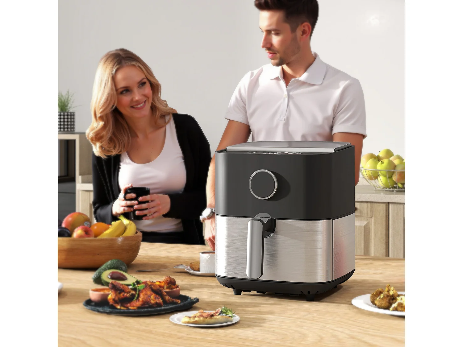 Friggitrice ad aria 8 litri con 8 programmi e display led nero