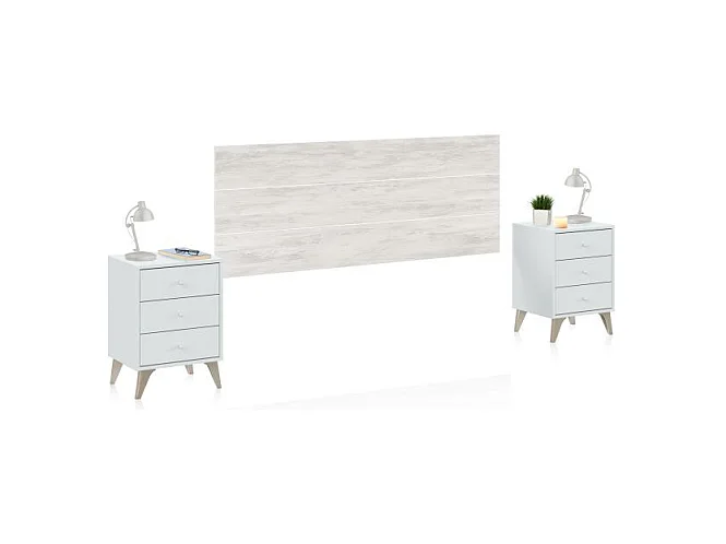 Cabecero con mesitas Iconic Blanco Artik (Blanco Mate) – Blanco Velho