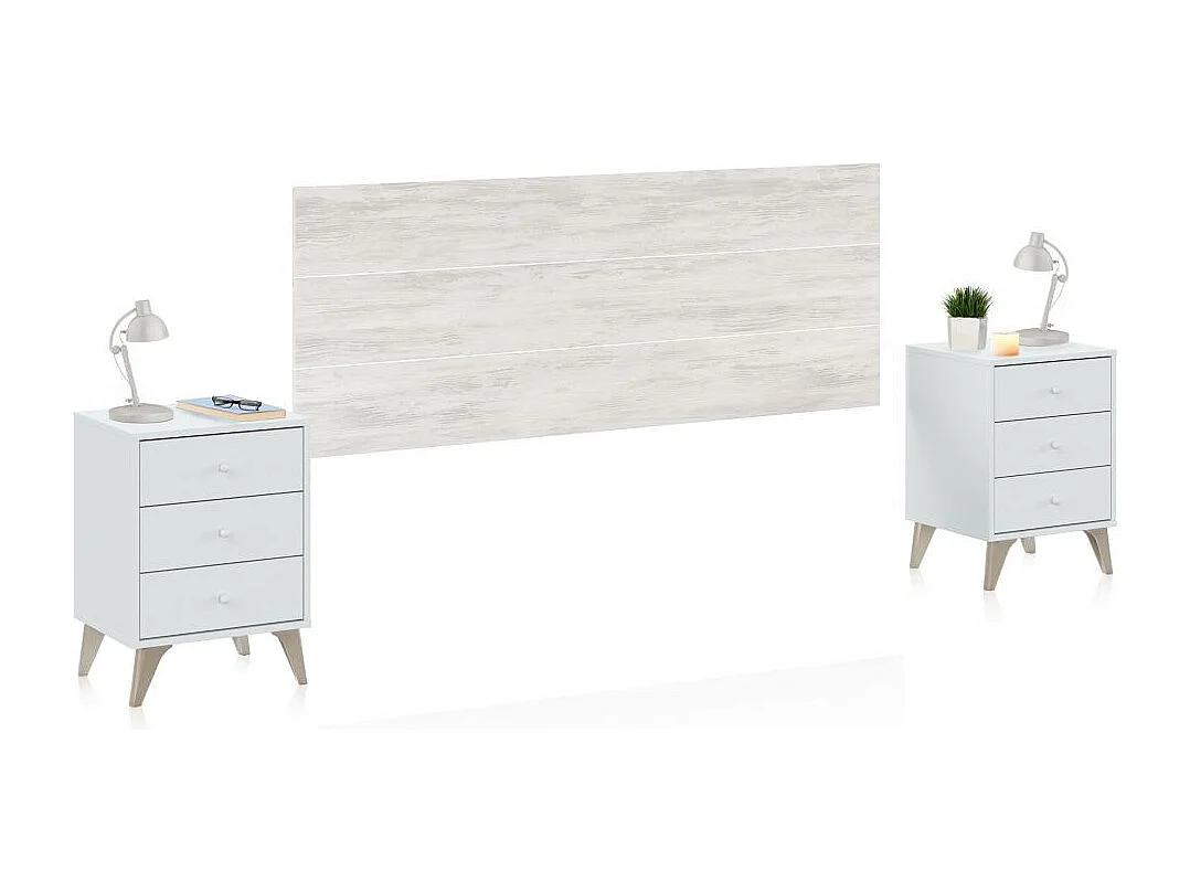 Cabecero con mesitas Iconic Blanco Artik (Blanco Mate) – Blanco Velho