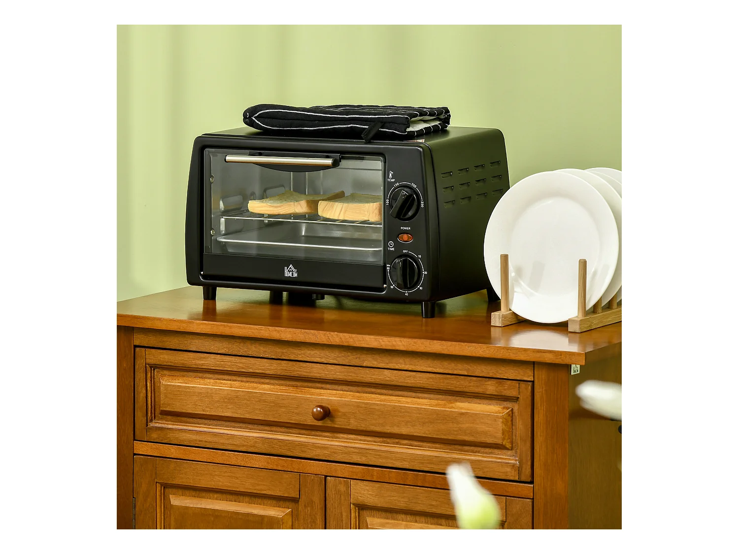 Fornetto elettrico 10l temperatura 100-230°c timer 60 min. Nero