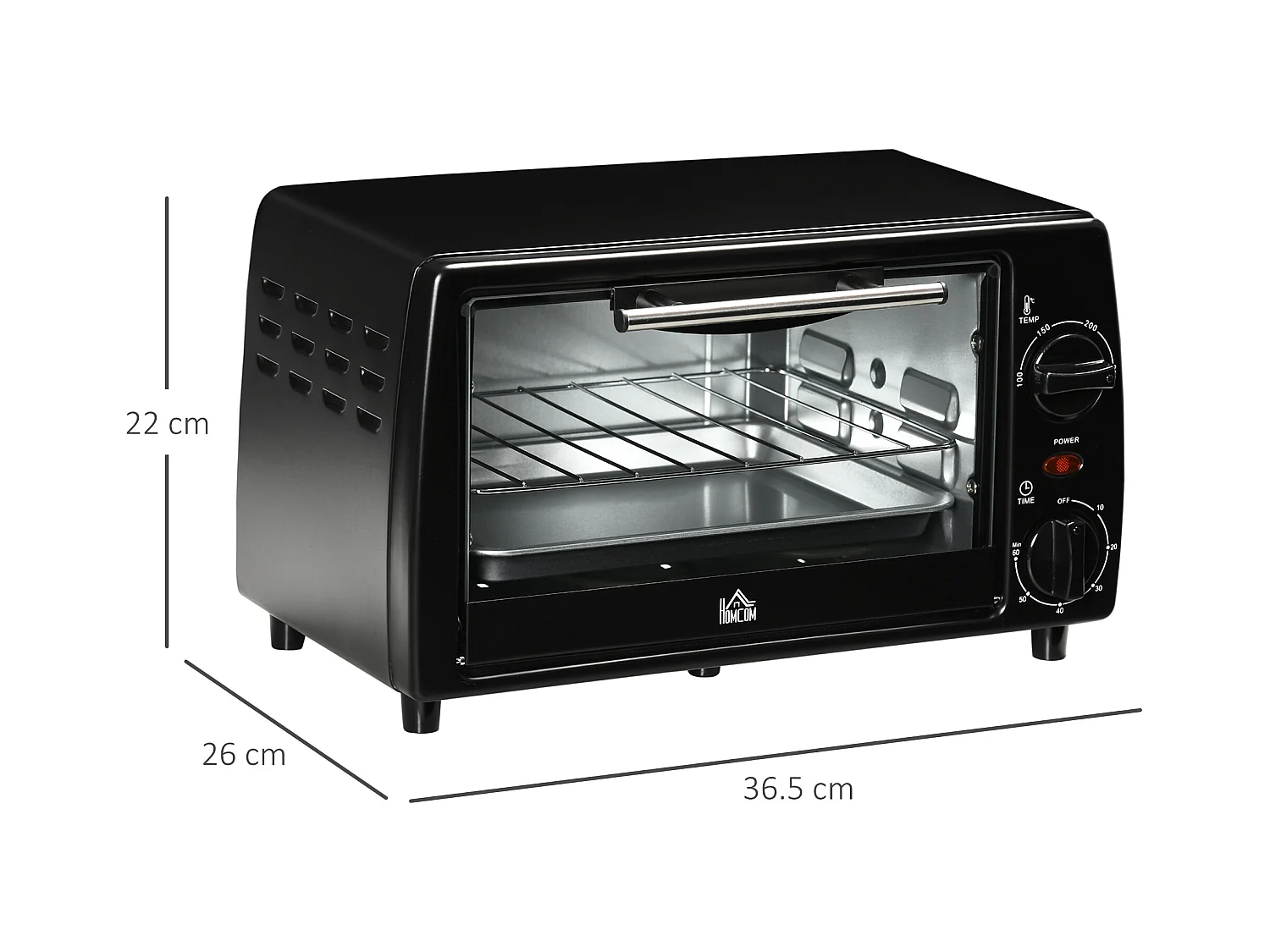 Fornetto elettrico 10l temperatura 100-230°c timer 60 min. Nero