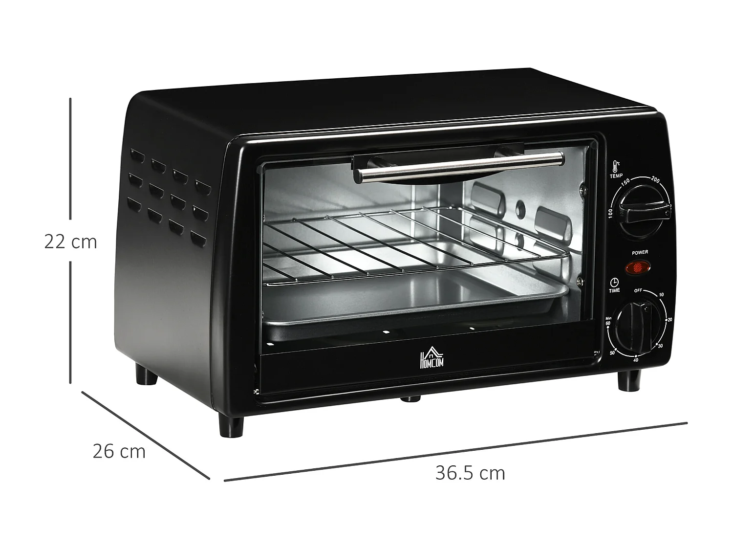 Fornetto elettrico 10l temperatura 100-230°c timer 60 min. Nero