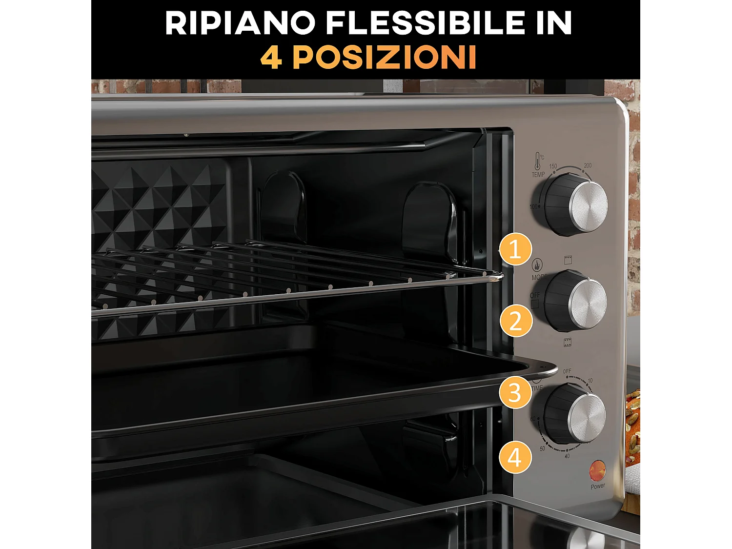 Fornetto elettrico con 3 funzioni temperatura regolabile e timer