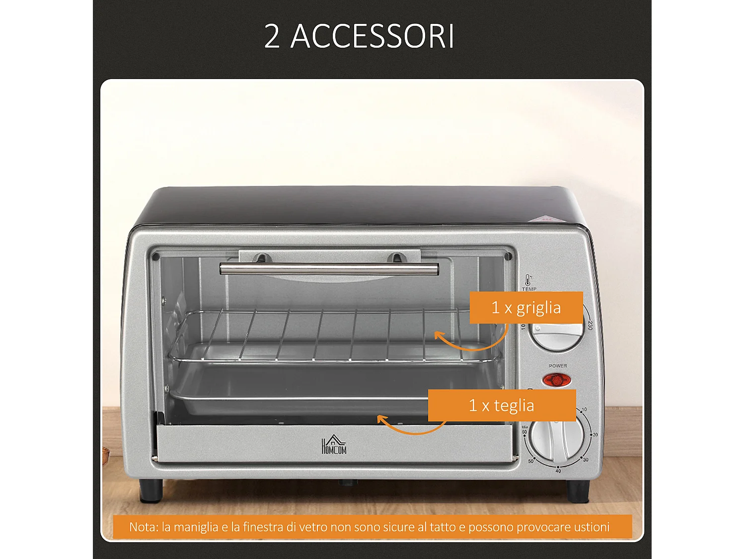 Fornetto elettrico 10l a temperatura 100°c-230°c con timer 60 minuti