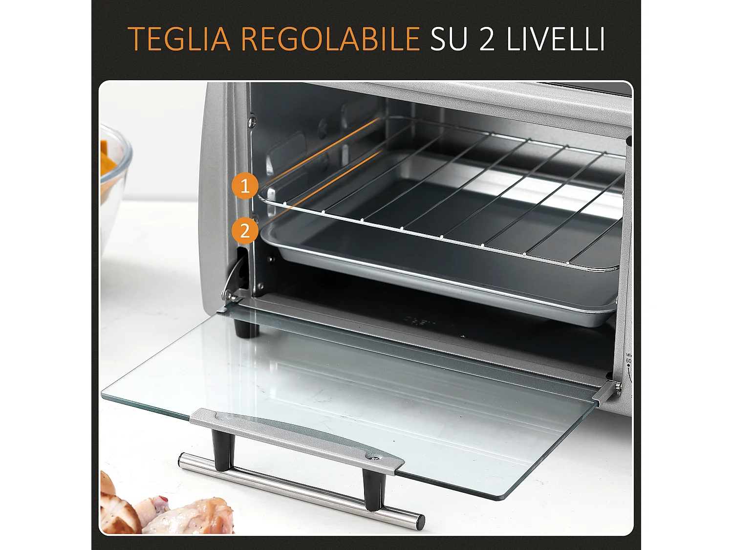 Fornetto elettrico 10l a temperatura 100°c-230°c con timer 60 minuti