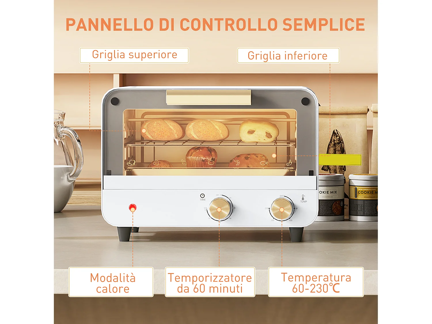 Fornetto elettrico 12l con timer e temperatura regolabile bianco