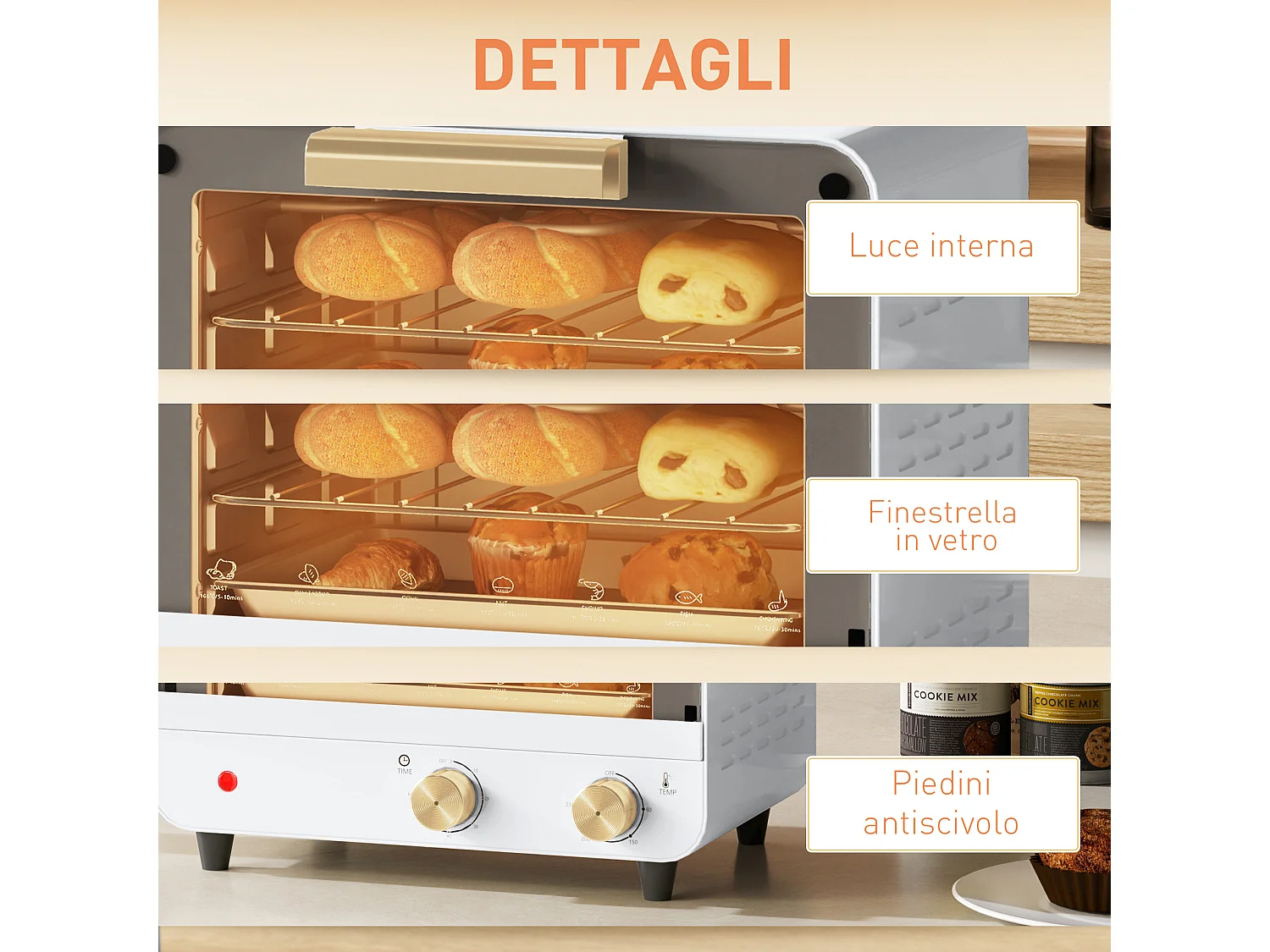 Fornetto elettrico 12l con timer e temperatura regolabile bianco