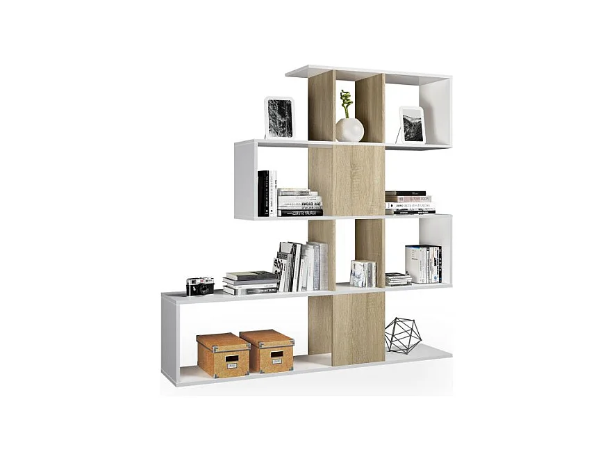 Estantería Domi Blanco Artik (Blanco Mate) - Roble Canadian