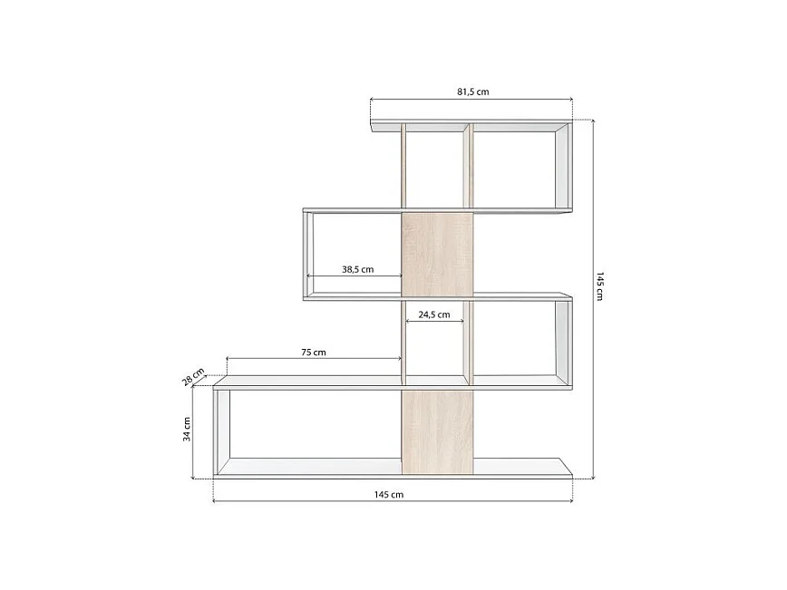 Estantería Domi Blanco Artik (Blanco Mate) - Roble Canadian