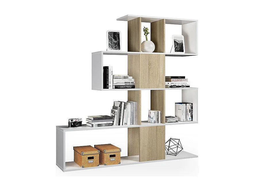 Estantería Domi Blanco Artik (Blanco Mate) - Roble Canadian