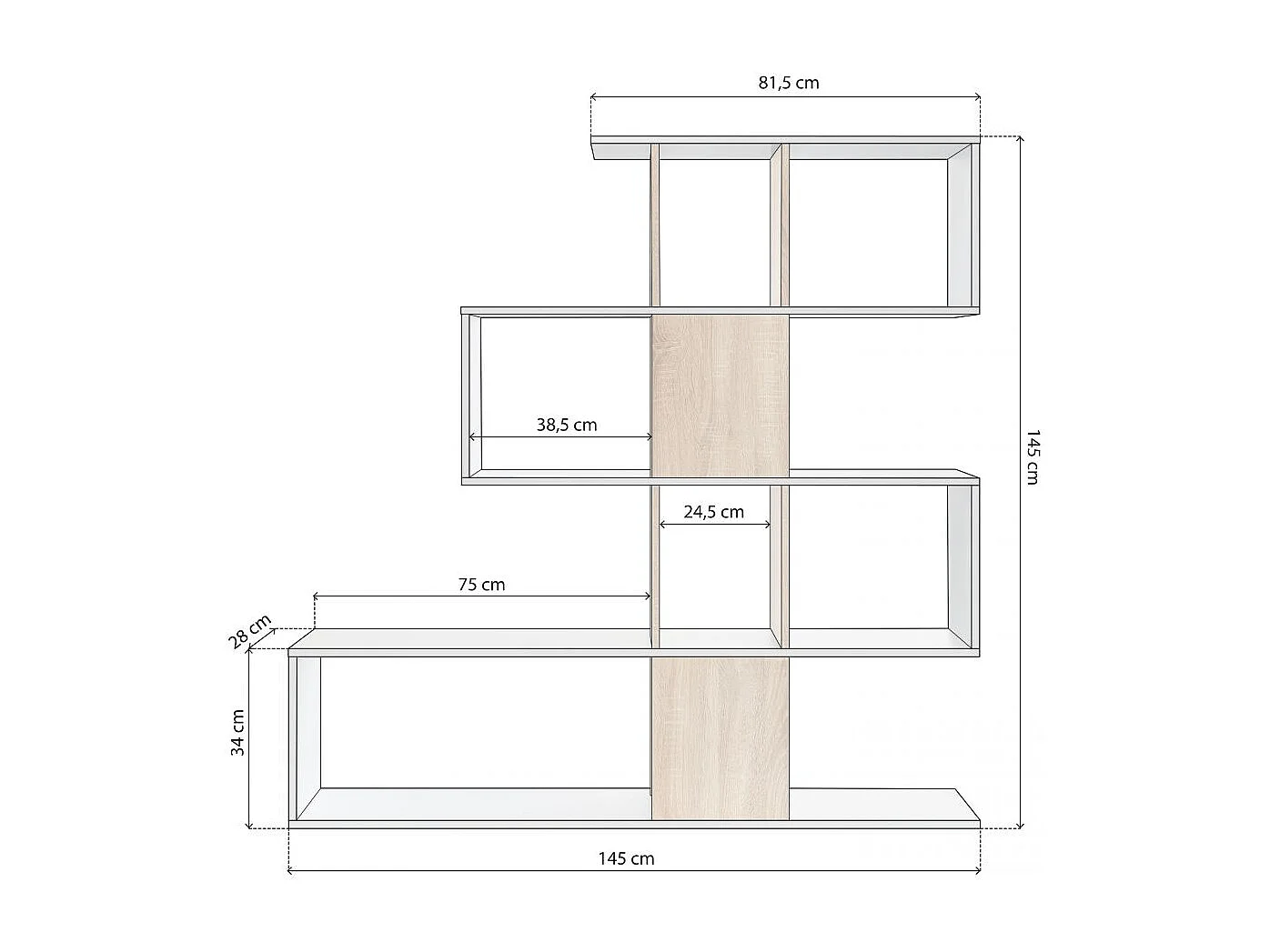 Estantes Domi Blanco Artik (Blanco Mate) - Roble Canadian