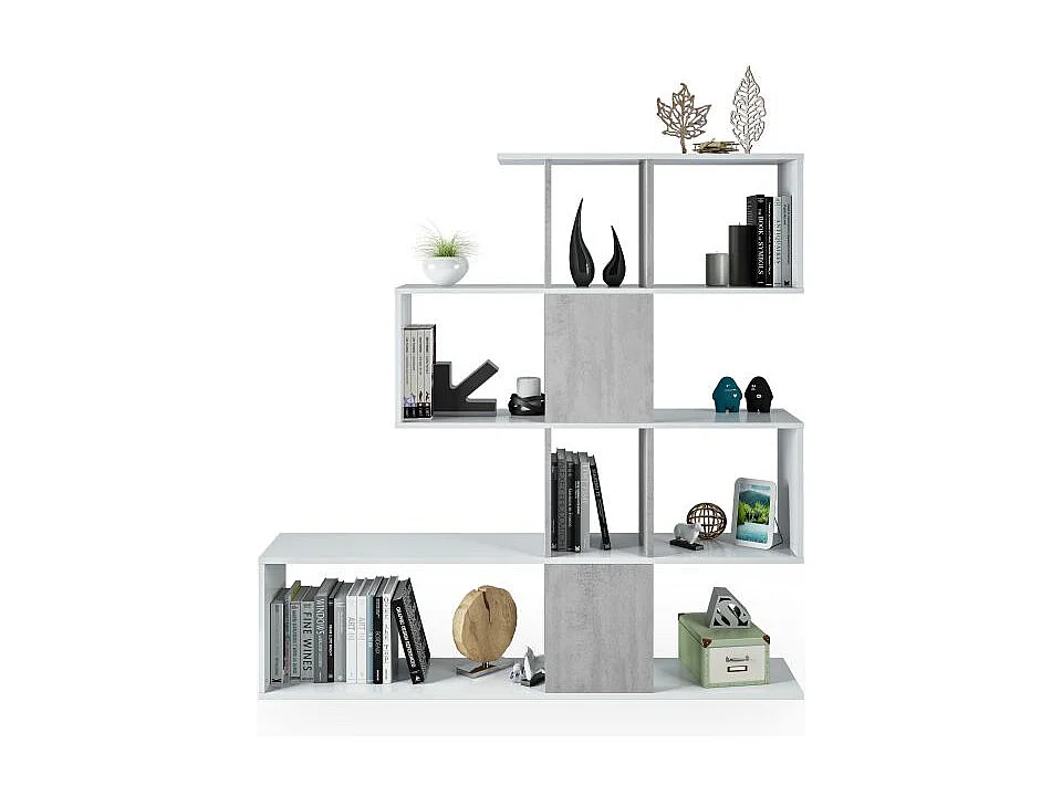 Estantería Domi Blanco Artik (Blanco Mate) - Gris Cemento