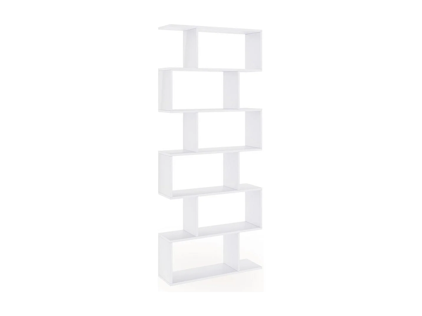 Estantería de diseño escalonado vertical en blanco brillo 192 cm Zoe High Blanco Brillo