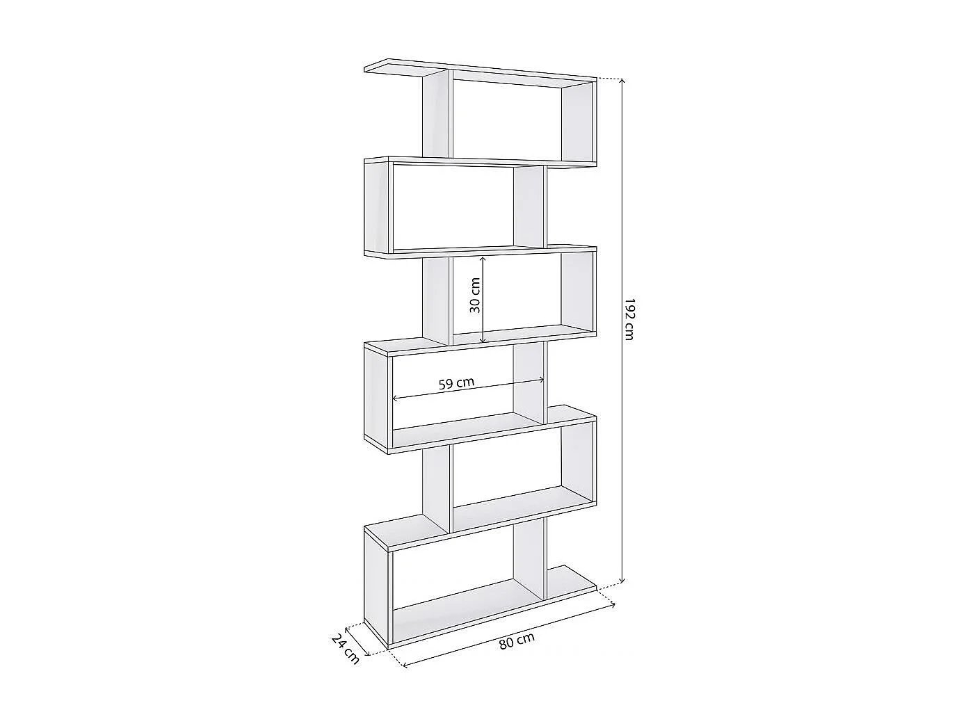 Estantería de diseño escalonado vertical en blanco brillo 192 cm Zoe High Blanco Brillo