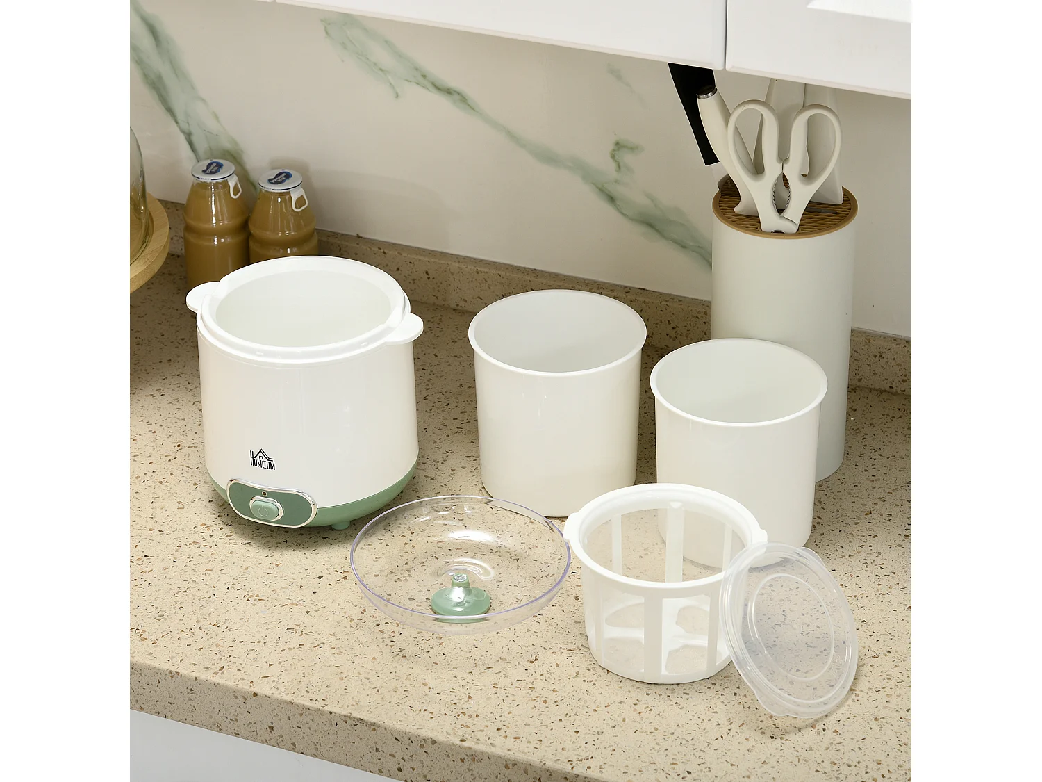 Yogurtiera 20w da 1.5l con 2 vasetti e colino in plastica