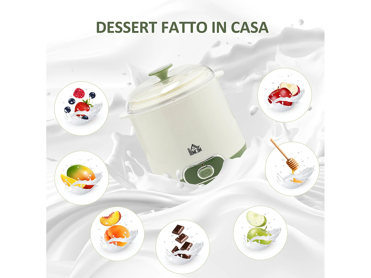 Yogurtiera 20w da 1.5l con 2 vasetti e colino in plastica