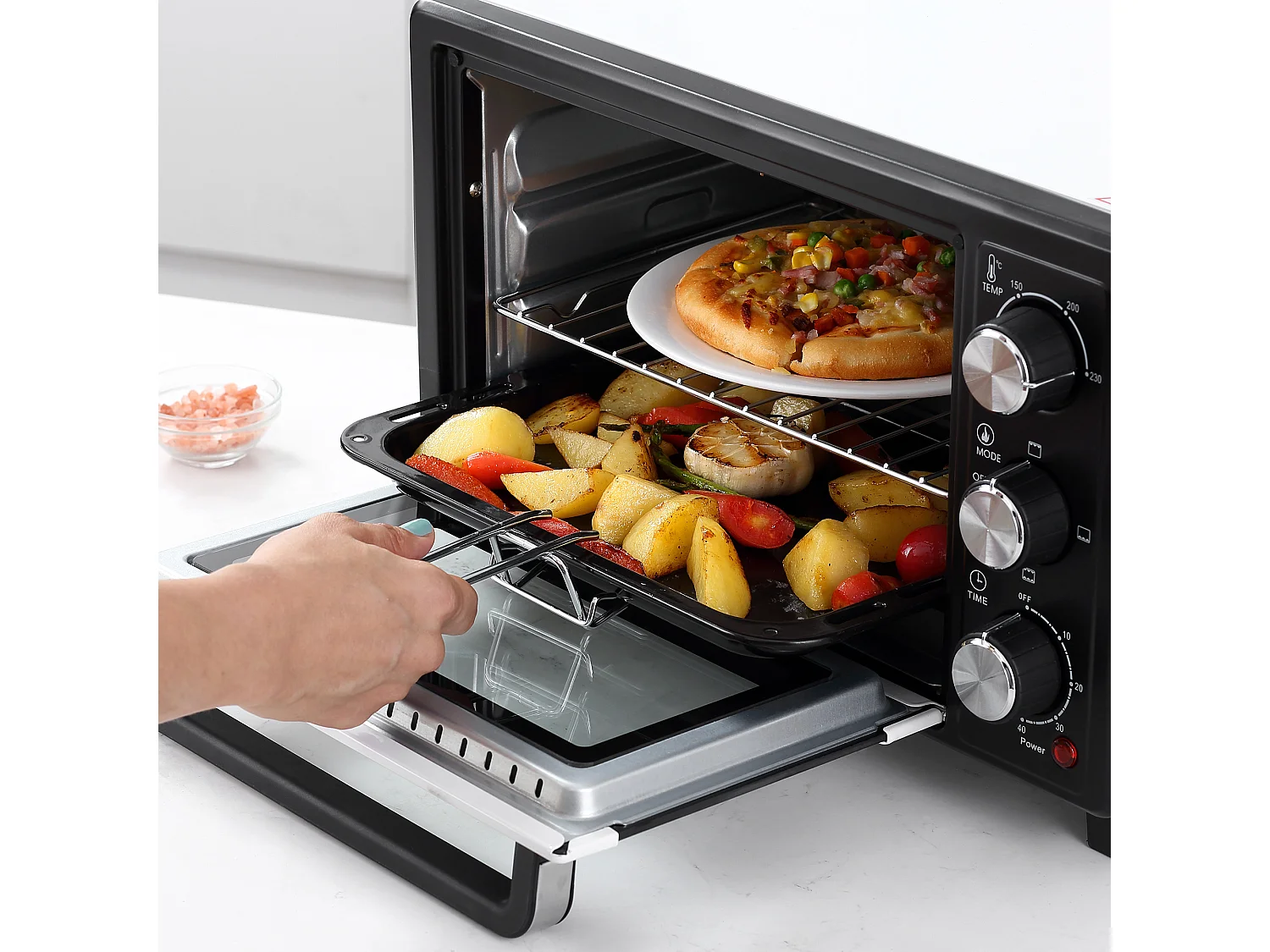 Fornetto elettrico temperatura regolabile 3 metodi di cottura bianco