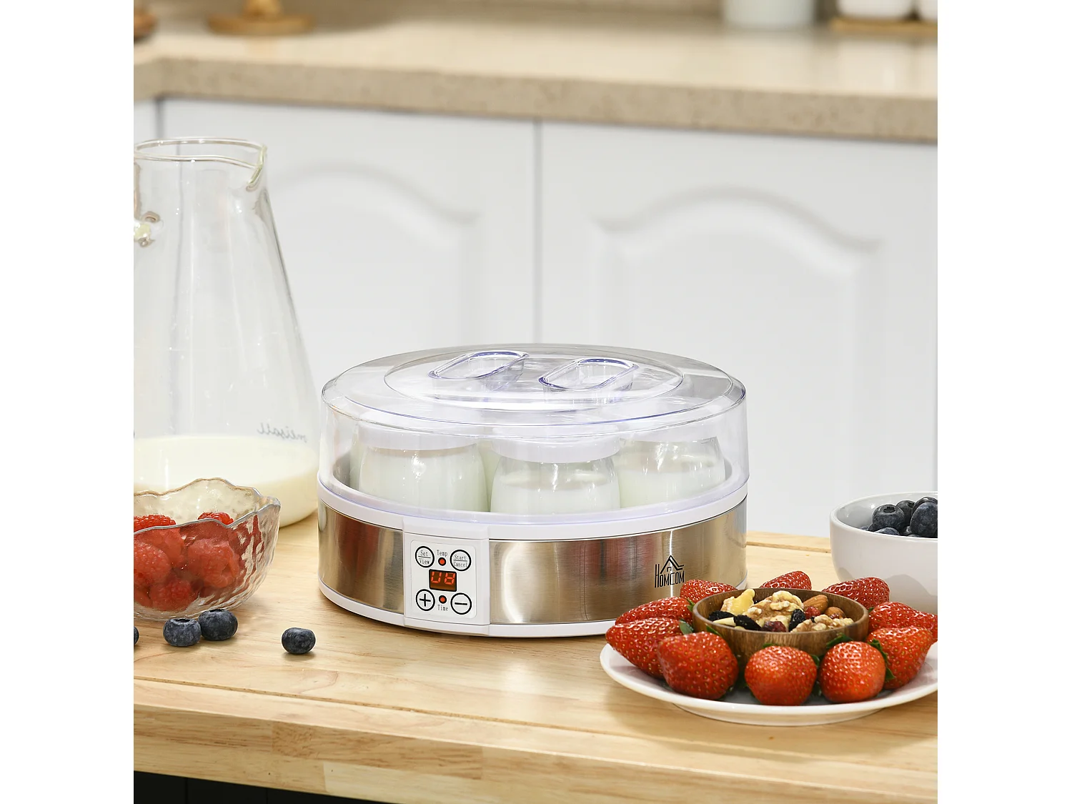 Yogurtiera 20w bianca da 1.5l con 7 vasetti e display