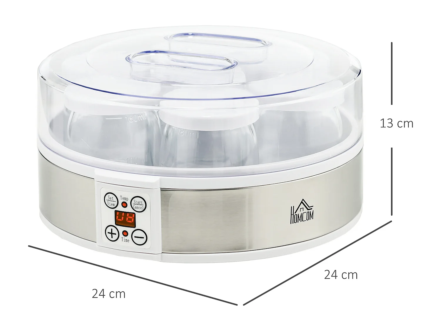 Yogurtiera 20w bianca da 1.5l con 7 vasetti e display