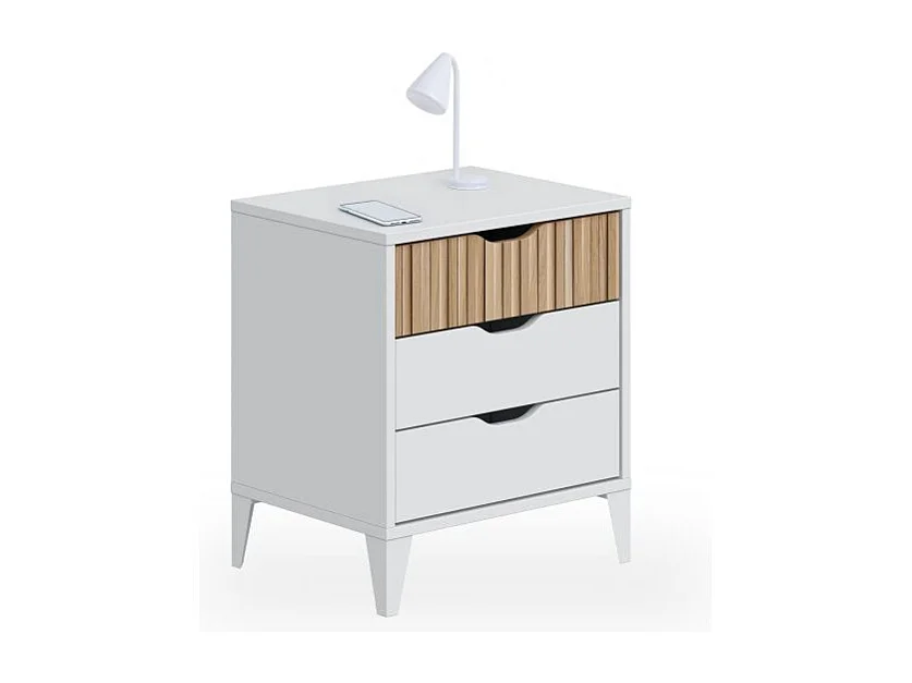 Mesita de noche Nitza On Blanco Artik (Blanco Mate) - Natur