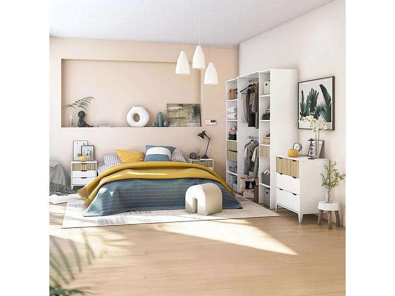 Mesita de noche Nitza On Blanco Artik (Blanco Mate) - Natur