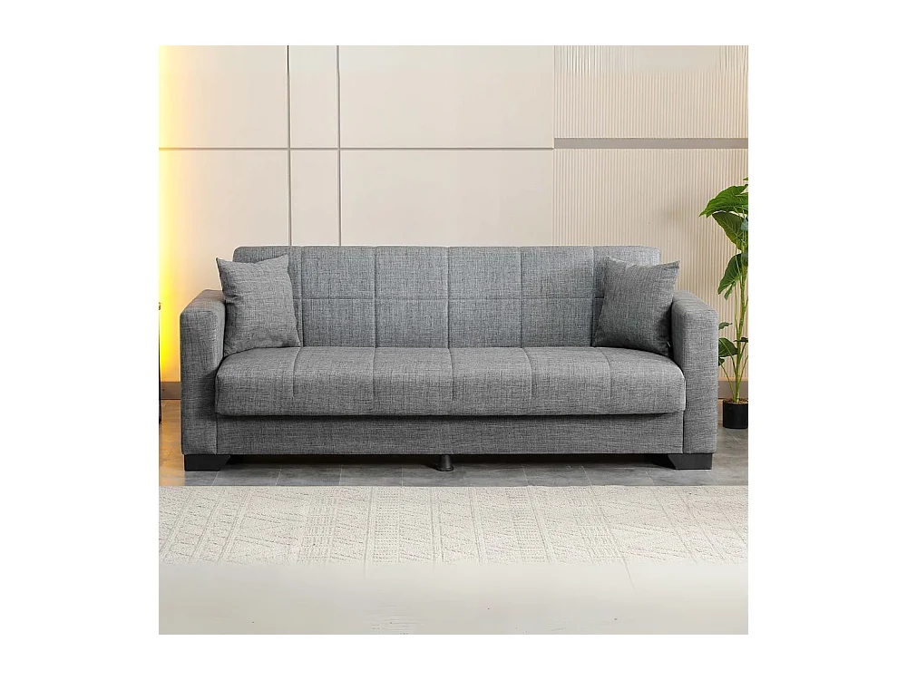 Divano letto Moon con contenitore colore grigio 213x81x83H