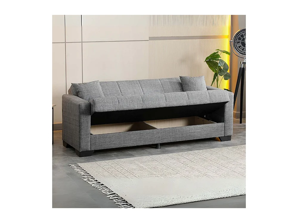 Divano letto Moon con contenitore colore grigio 213x81x83H