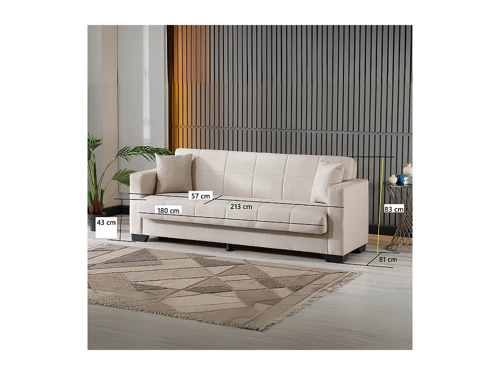 Divano letto Moon con contenitore colore grigio 213x81x83H